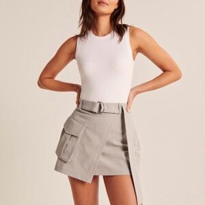 Abercrombie Utility Skort Belted Wrap Mini Skirt Gray L NWT